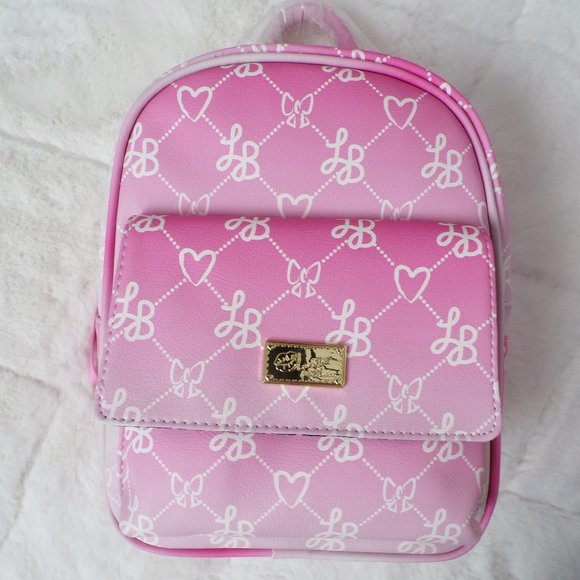 Luv Betsey Pink White Ombre Logo, Small Adult Backpack with Front Pocket Stylish main image 4